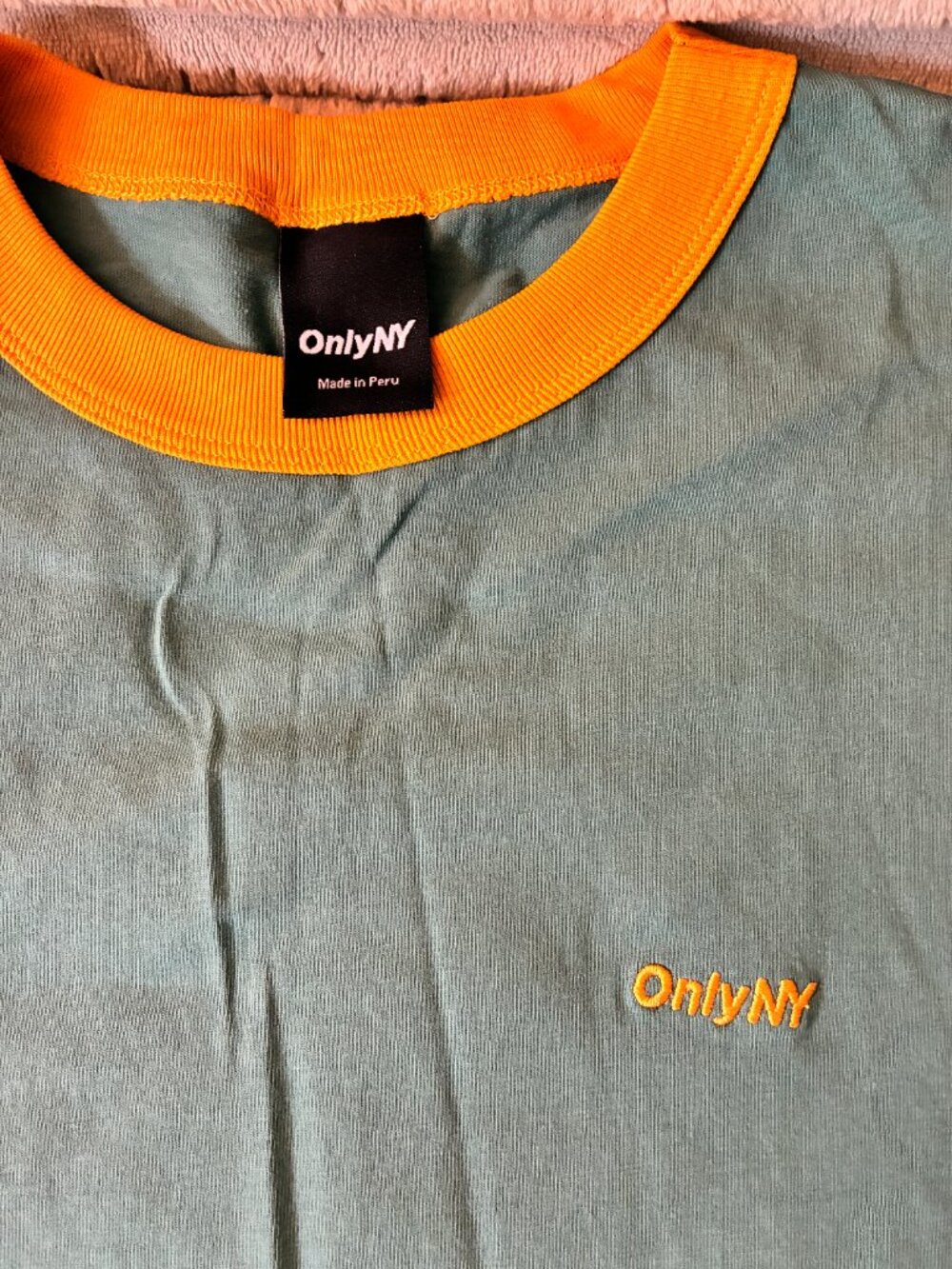 Only NY Core Logo Ringer Tee Green Size M - Picture 2 of 4